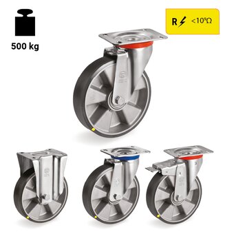 TR-65ESD-NL-M-Wheels with standard duty brackets and medium duty brackets